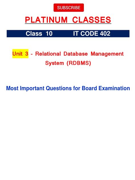 rdbms question answer subject Reader