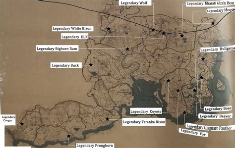 rdr2 legendary animal locations