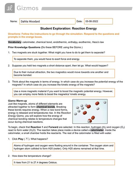 reaction energy reaction kinetics answer key PDF