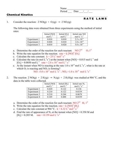 reaction order and rate laws lab answers PDF