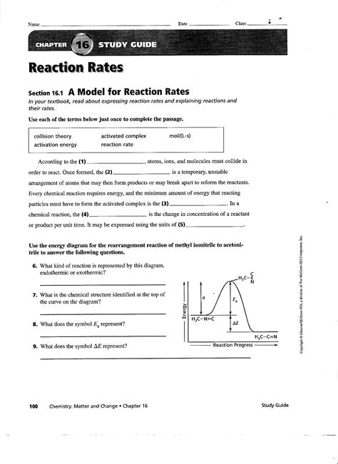 reaction rate worksheet 1 answers PDF