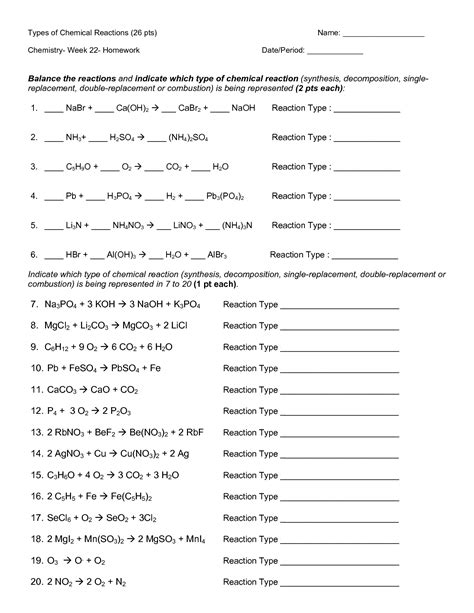 reaction types worksheet answers Epub