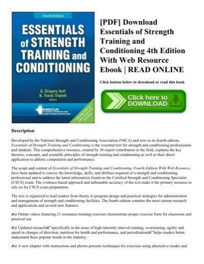 read online essentials strength training conditioning resource Reader