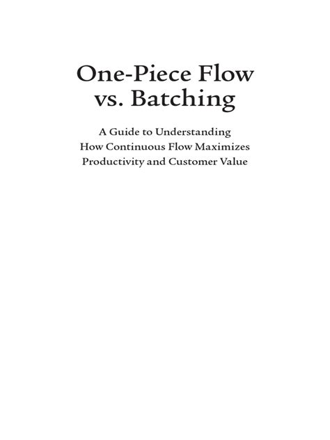 read online one piece flow vs batching understanding Epub