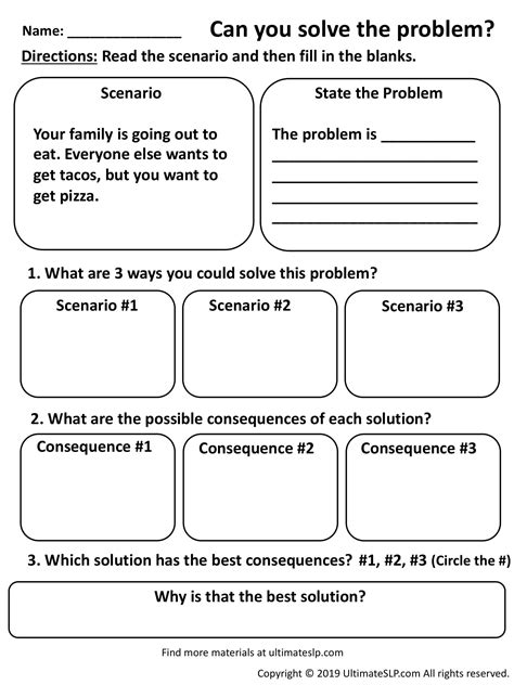 reading problem solving worksheets Doc