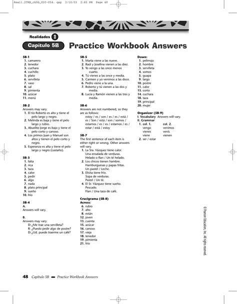 realidades level 1 workbook answers Reader