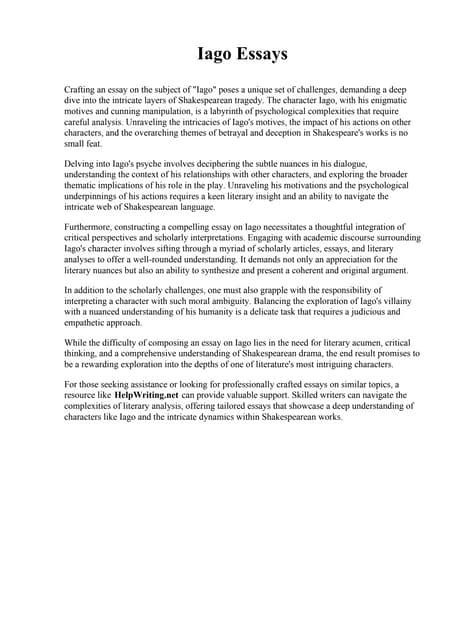 rebuttal essay for iago