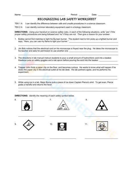 recognizing laboratory safety answers Doc