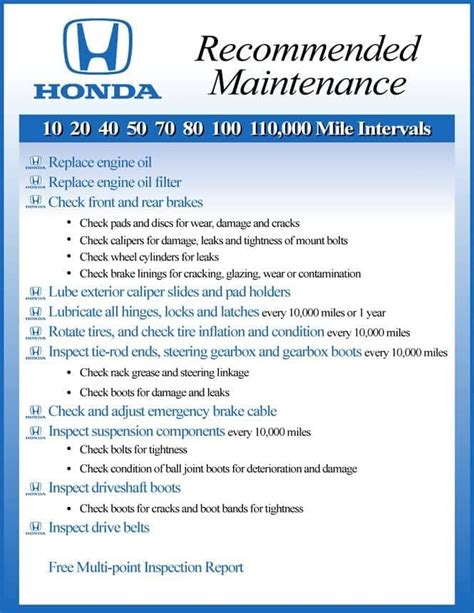 recommended maintenance honda accord Reader