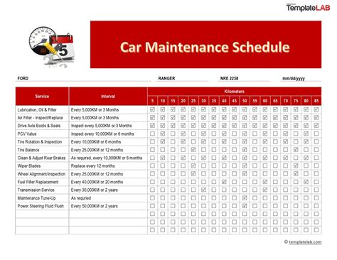 recommended vehicle maintenance schedule Doc