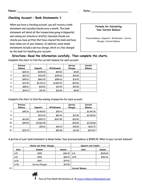 reconciling the bank statement answer key PDF