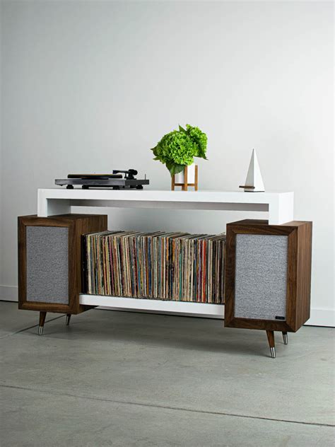 record player with stand and speakers