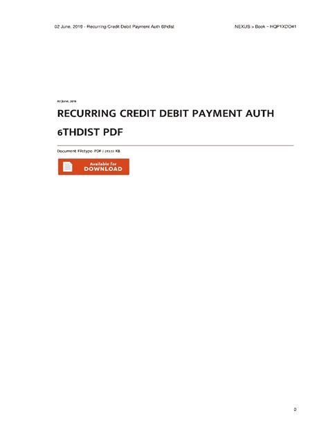 recurring credit debit payment auth 6thdist Epub