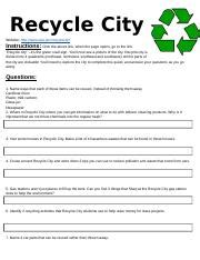 recycle city worksheet answers Doc