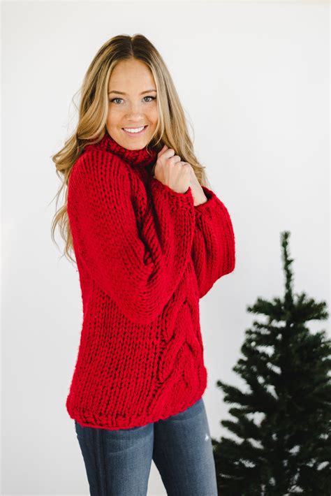 red knit sweater