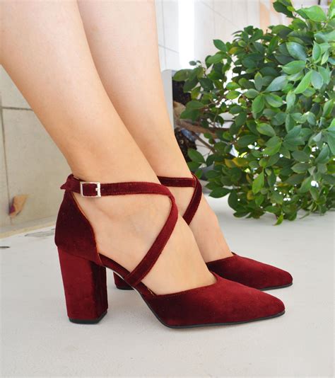 red velvet heels