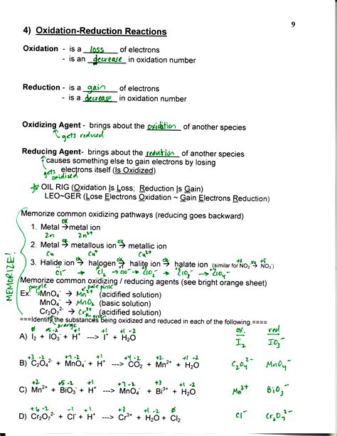 redox and electrochemistry worksheet answers Doc