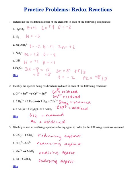 redox practice problems with answers Reader