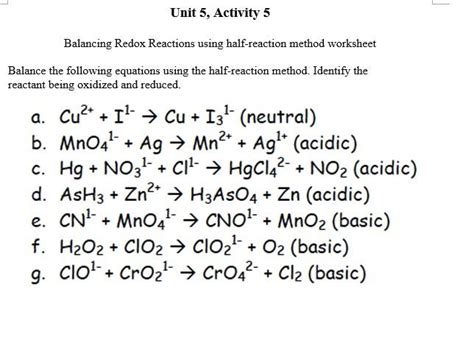 redox reactions problems with answers PDF