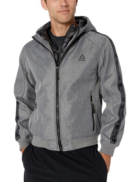 reebok men's softshell jacket water resistant