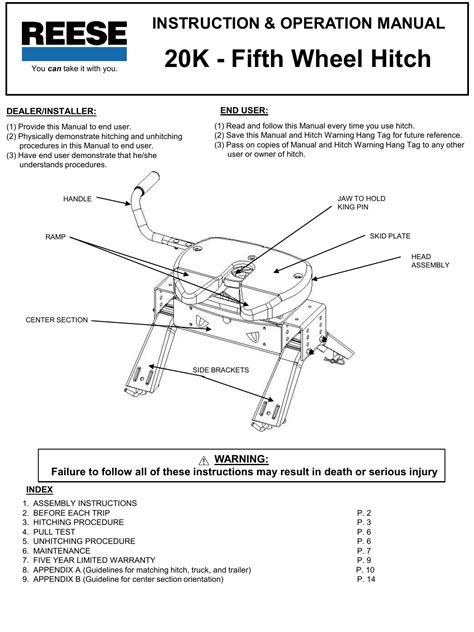 reese 5th wheel hitch parts user manual Epub
