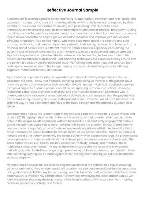 reflective journal example business Epub