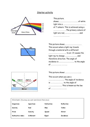refraction and dispersion worksheet class 8 pdf Doc