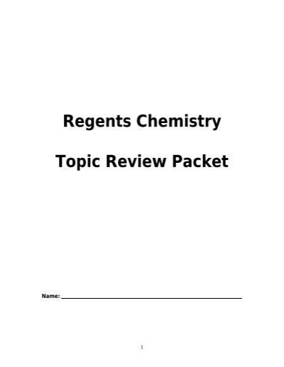 regents chemistry topic review packet answers PDF