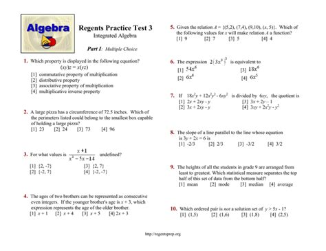 regents practice test 3 integrated algebra answers Epub