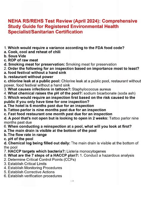 registered environmental health study guide Kindle Editon