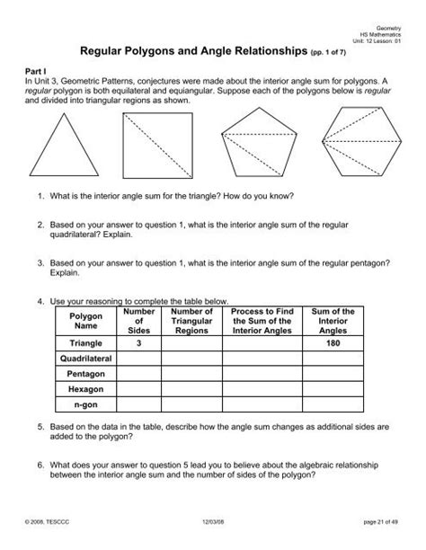 regular polygons and angle relationships tesccc answers Epub