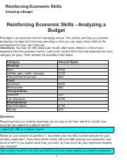 reinforcing economic skills answer key Doc