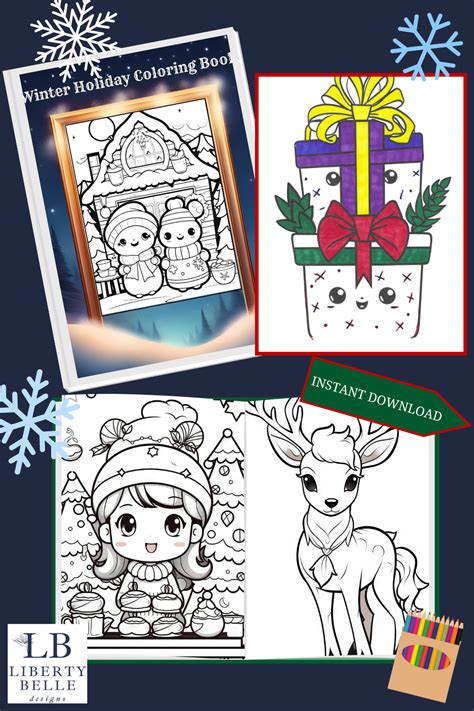 relaxing color winter holiday coloring PDF