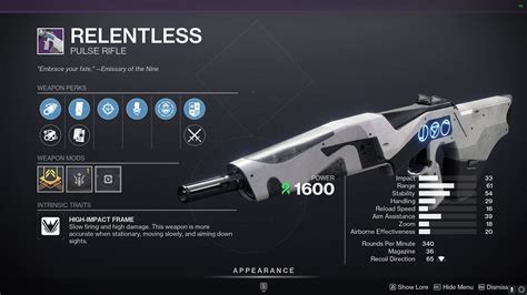 relentless god roll