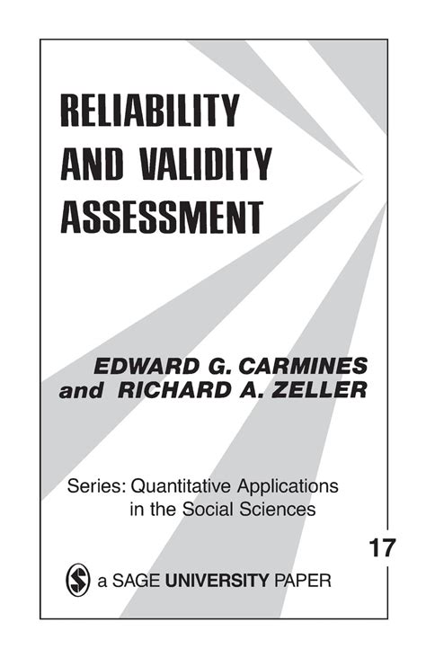 reliability and validity assessment quantitative applications in the social sciences Reader