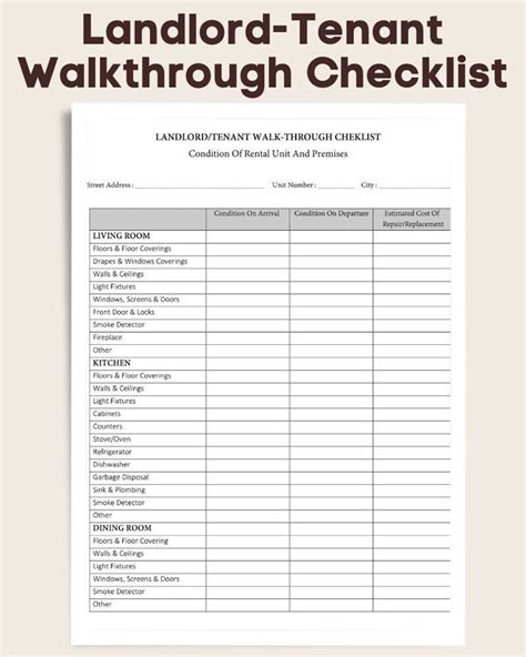 Rental Walkthrough Sheet