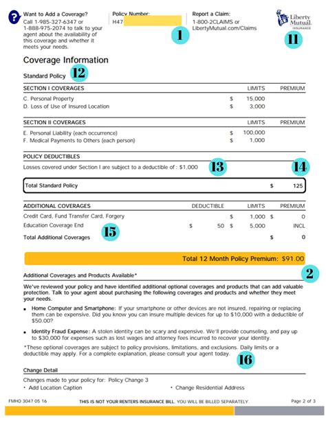 renters insurance declaration page