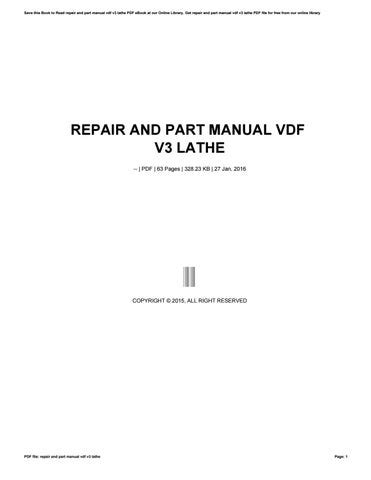 repair and part manual vdf v3 lathe Reader