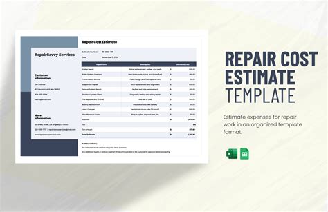 repair cost estimator for excel Epub