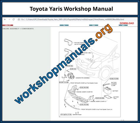 repair manual toyota yaris diesel PDF