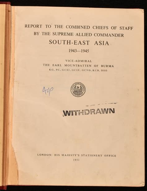 report to the combined chiefs of staff by the supreme allied commander south east asia 1943 1945 Doc