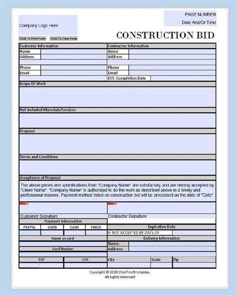 request bid form construction template Doc