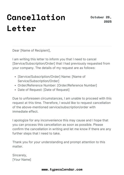 request for cancellation