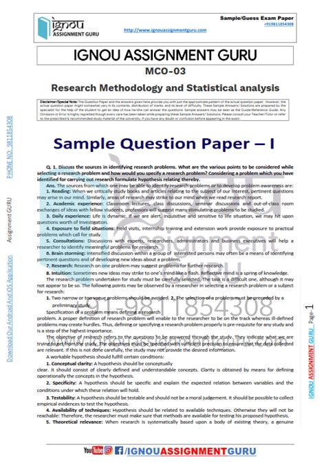 research methodology solved sample papers Doc