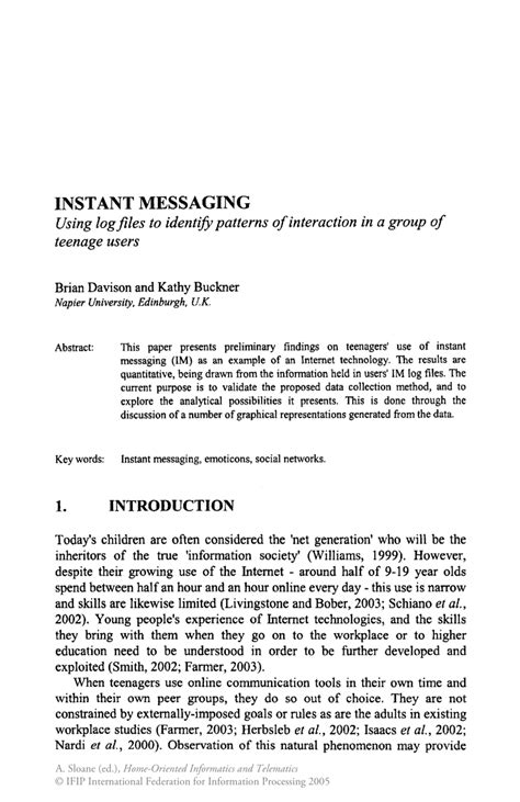 research paper instant messaging Kindle Editon