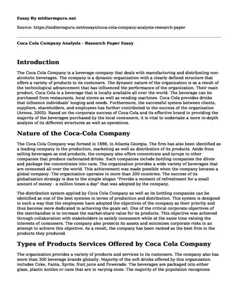 research paper on coca cola Kindle Editon