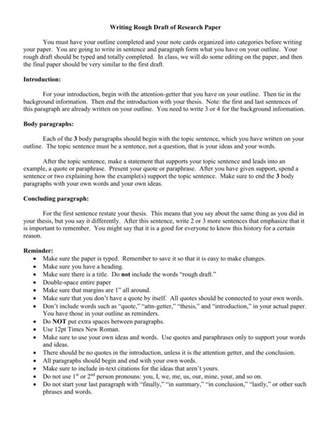 research paper rough draft example Reader