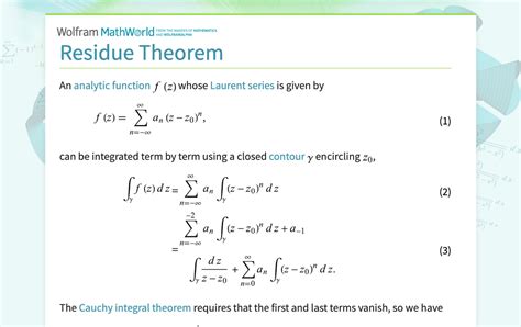 residue summation theorem