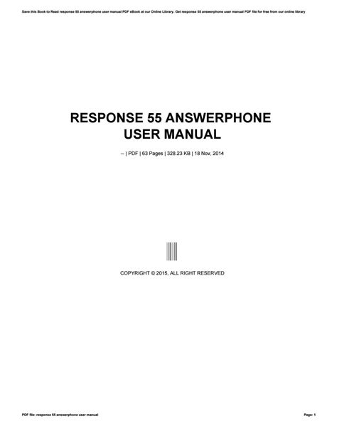 response 55 answerphone user manual Reader