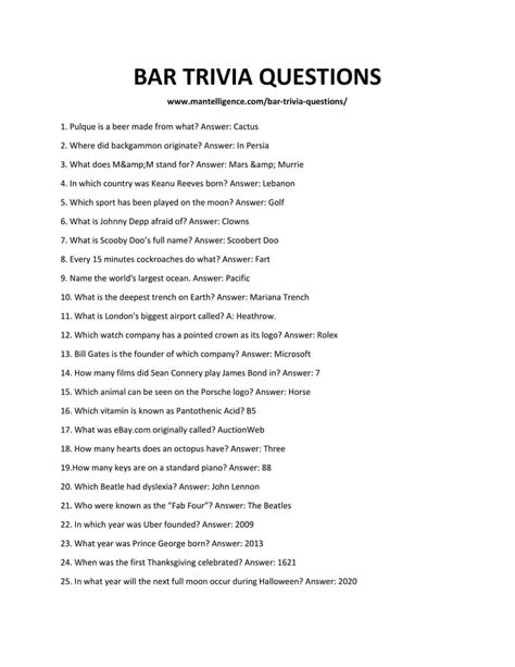 restaurant trivia questions and answers Epub